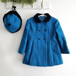 Vintage F.W. Fischer Designs Wool Coat & Matching Hat Set Size 4 Union Made USA